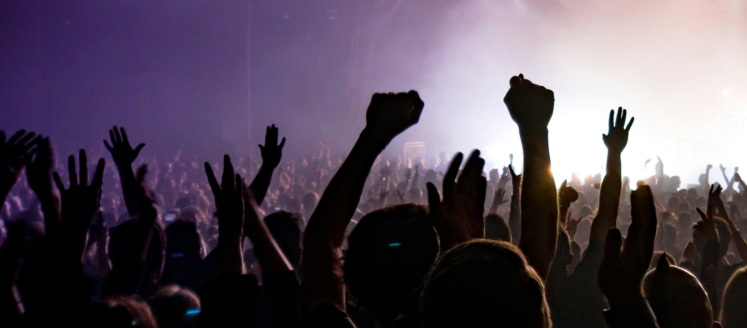 Concert crowd with raised hands